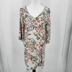 Lani California Dress Womens Medium Floral V Neck Flutter Slit Sleeve Shift Boho